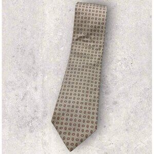 CERRUTI  Silk Tie FRANCE Beige Burgundy Geometric W:3.7" EUC